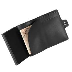 TENBST Exquisites Männer-Portemonnaie - Hochwertiges Lederportemonnaie mit Carbonfaser-Muster und RFID-Schutz - Schlankes Design mit Münzfach und Kartenetui von TENBST