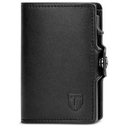 TENBST Schwarz - Premium Herren Geldbörse mit RFID-Schutz - Echtes Leder Portemonnaie und Schlankes Wallet für Männer von TENBST