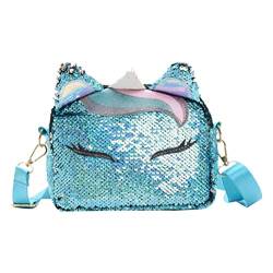 TENDYCOCO 1Pc Shiny Mermaid Bling Messenger Purse Mini Chain Tote Teens for Glitter Handbags Girl Women Pailletten Shaped Sparkle Bag Shoulder Crossbody Girls Bags Casual Kids Blue Ear von TENDYCOCO