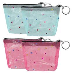 TENDYCOCO 4pcs Clear Coin Purse Transparent Change Purse with Keychain Sequin Money Pouch Mini PVC Jelly Wallets for Women Girls, wie abgebildet, 12.5x10cm, Zentimeter von TENDYCOCO