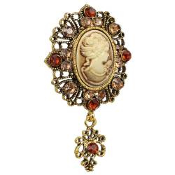 TENDYCOCO Brosche Vintage Cameo Broschen Kristall Weihnachtsgeschenk Brosche für Frauen (Gold) von TENDYCOCO