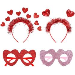 TENDYCOCO Damen Stirnbänder Valentinstag-Herz-Stirnband Mit Herzförmiger Sonnenbrille Herz-Haarreifen Kopfschmuck Für Die Valentinstag-Hochzeit Mädchenkostüme von TENDYCOCO