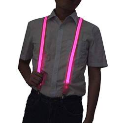 TENDYCOCO Herren Hosenträger mit Clip beleuchten Hosenträger Rave Zubehör Led Hosenträger verstellbar, 15GZ88V08OS28KU4T, Pink, 15GZ88V08OS28KU4T von TENDYCOCO