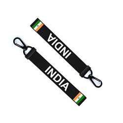 Schlüsselanhänger mit Indien-Flagge, schwarz, mit Reißverschluss von TENNER.LONDON