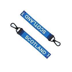 Schlüsselanhänger mit Schottland-Motiv, Gepäckanhänger, Reißverschluss, für Tasche, schottischer britischer Schlüsselanhänger, Blau von TENNER.LONDON