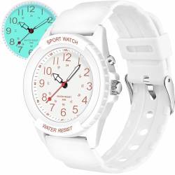 TENOCK Armbanduhr Wasserdicht Damen,Armbanduhr Analog,Herren Analoge Quarz Uhr,5 ATM Wasserdicht Damenuhr Nachtlicht für Modischer Casual-Matching oder Sportliche Aktivität(Weiß) von TENOCK