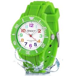 TENOCK Kinder Analog Quarzuhr Kinderuhr Junge Lernuhr Kinder Armbanduhr 30M wasserdichte Analoguhr Kinder für Outdoor-Sport und Schulzeit (Grün) von TENOCK