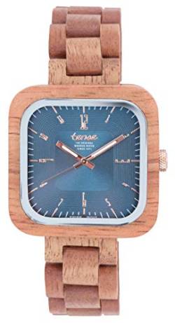 TENSE 'Labrador Butternussholz' Herren Holzuhr Butternussholz Ø 40 mm Armbanduhr aus Holz analog Quarz B4900BN-BL von TENSE