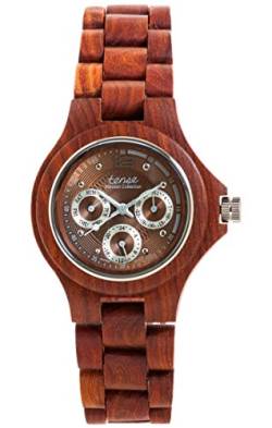 TENSE 'Northwest Katalox' Herren Holzuhr Katalox Ø 43 mm Armbanduhr aus Holz analog Quarz G4300R-BR von TENSE