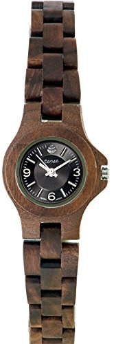 TENSE 'Northwest Walnussholz' Damen Holzuhr Walnussholz Ø 31 mm Armbanduhr aus Holz analog Quarz L4300W-BSIL von TENSE