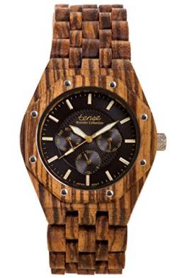 Tense ' Zebrano' Herren Holzuhr Zebrano Ø 45 mm Armbanduhr aus Holz analog Quarz J5803Z von TENSE