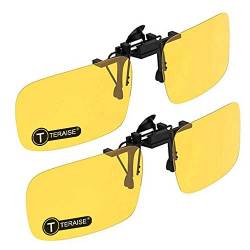 TERAISE 2-Pack Nachtsichtclip für polarisierte Sonnenbrillen Herren/Damen UV400 Klappbarer für Autofahrer und Outdoor/Angeln(2Yellow) von TERAISE