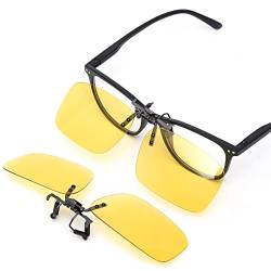 TERAISE Polarisierte Sonnenbrille Clip über Brillen Blendschutz UV400 clip on sonnenbrille für Männer Frauen Fahren(Yellow-upgrade flip) von TERAISE
