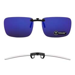 TERAISE Polarisierte Sonnenbrille Clip über Brillen Blendschutz UV400 clip on sonnenbrille für Männer Frauen Fahren (Blau) von TERAISE
