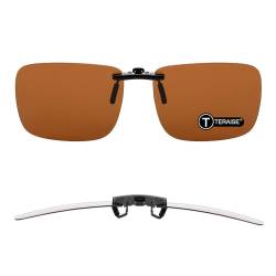 TERAISE Polarisierte Sonnenbrille Clip über Brillen Blendschutz UV400 clip on sonnenbrille für Männer Frauen Fahren (Braun) von TERAISE