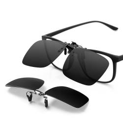 TERAISE Polarisierte Sonnenbrille Clip über Brillen Blendschutz UV400 clip on sonnenbrille für Männer Frauen Fahren (Schwarz-upgrade Flip) von TERAISE