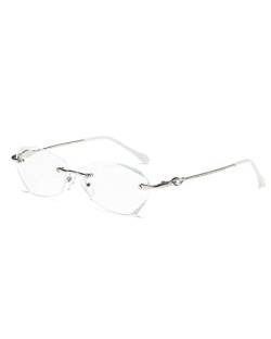 TERAISE Rahmenlose Lesebrille für Frauen mit Blauem Licht Blocking, Mode Diamantschnitt Rimless Brillen (3.0,Sliver) von TERAISE