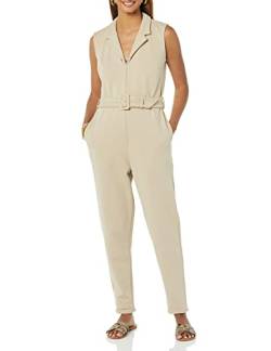 TEREA Aria Jumpsuit für Damen, mit Kragen und Reißverschluss vorn, Hummus, Größe L von TEREA