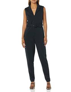 TEREA Aria Jumpsuit für Damen, mit Kragen und Reißverschluss vorn, Schwarz, Größe S von TEREA