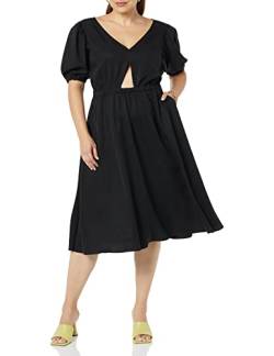 TEREA Jayla Midi-Swingkleid für Damen, Cut-Out-Detail, Schwarz, Größe XXL Große Größen von TEREA