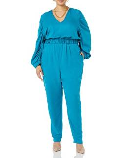 TEREA Jumpsuit für Damen, Brooklyn Plissiert Power-Schultern, Emaille-Blau, Größe 5XL Große Größen von TEREA