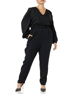 TEREA Jumpsuit für Damen, Brooklyn Plissiert Power-Schultern, Schwarz, Größe XXL Große Größen von TEREA