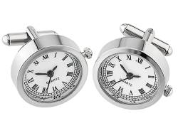 TEROON Prestige Manschettenknopf-Uhren mit Quartzlaufwerk rund weiß analog von TEROON