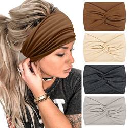 Haarband Damen Boho Stirnbänder Weiche Haarbänder 18 cm Breite Stirnband Elastische Kopfband Haarschmuck für Frauen und Mädchen von TERSE