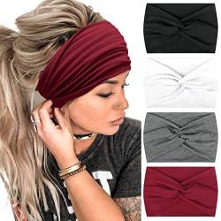 Haarband Damen Boho Stirnbänder Weiche Haarbänder Breite Stirnband Elastische Kopfband Haarschmuck für Frauen und Mädchen von TERSE