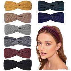 TERSE Haarband Damen Stirnbänder Elastisch Kopfband Haarbänder Vintage Bandana Yoga Haarreife Workout Headbands Retro Haarschmuck 8 Stück für Frauen von TERSE