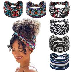 TERSE Stirnbänder für Frauen, breites Stirnband für Damenhaar, rutschfest, Boho-Druck, modisch, Stretch, Kopfwickel, Turban, afrikanische Stirnbänder, Yoga, Workout, Laufen, Haar-Accessoires, 6 von TERSE