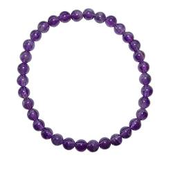 Amethyst Armband Kugel Ø 6 mm A* Super Qualität dunke klare violett Farbe.(3849) von TESTEL