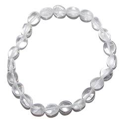 Bergkristall Armband aus polierten kleinen Edelsteinen ca. 6-10 mm, auf elastischem Band, schöner klare Qualität.(3578) von TESTEL