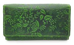 Hill Burry echt Leder Damen Geldbörse Portemonnaie floral mit RFID/NFC Schutz grün von TESTEL