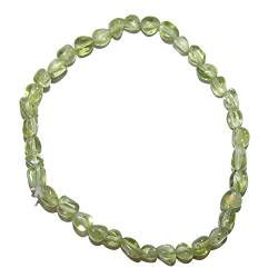 Peridot/Olivin Armband aus polierten kleinen Edelsteinen ca. 3-6 mm, auf elastischem Band, schöne klare grüne Farbe.(3575) von TESTEL