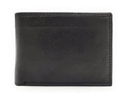 echt Leder Geldbörse Portemonnaie Geldbeutel mit RFID NFC Schutz Rindleder schwarz von TESTEL