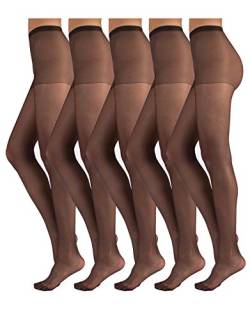 TEXAS PACK 5 PAAR Feine Strumpfhose, Unsichtbare Strumpfhose, Damen Strumpfhosen, Strumpfhose 20 DEN | Hautfarbe, Schwarz | S, M, L, XL | Made in Italy (M, Schwarz) von TEXAS