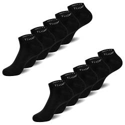 TEXEMP 10 Paar Sneaker Socken Herren & Damen Sportsocken Schwarz Weiß Grau Laufsocken Baumwolle Sneakersocken Arbeitssocken Füßlinge Low Cut - 10er Pack, Schwarz, Größe 39-42 von TEXEMP