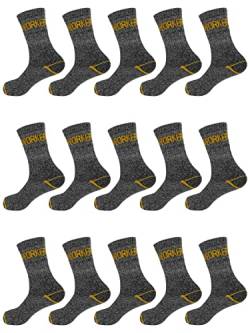 TEXEMP 10 oder 15 Paar Herren Arbeitssocken Work Strümpfe Dicke Robuste Socken Baumwolle (Lager 90, Grau, 39-42, 15 Paar) von TEXEMP