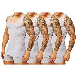 TEXEMP 4er Pack Herren Unterhemd Achselhemd 100% Baumwolle Tank Top Feinripp - Grau, 3XL, 1 Paket (4 Stück) von TEXEMP