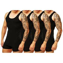 TEXEMP 4er Pack Herren Unterhemd Achselhemd 100% Baumwolle Tank Top Feinripp - Schwarz, 2XL, 1 Paket (4 Stück) von TEXEMP