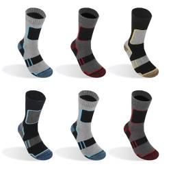 TEXEMP 6 Paar Thermo Socken Herren & Damen Baumwolle Warme Wintersocken Strümpfe Skisocken Dicke Arbeitssocken - 6 Paar, 43-46, Lager 162 von TEXEMP