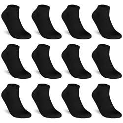 TEXEMP 6 oder 12 Paar Sneaker Socken Herren Damen Sport Füßlinge Quarter Mehrfarbig Streifen Baumwolle - Schwarz 43-46 12 Paar von TEXEMP