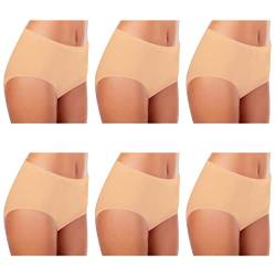 TEXEMP Unterwäsche Damen Slip Bequeme Baumwollunterhosen Mehrpack Atmungsaktive Hipster Pantys 6er Pack Beige 40-42 M von TEXEMP