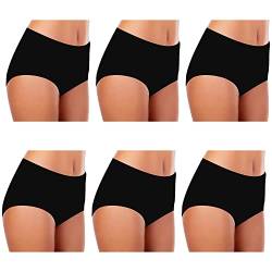 TEXEMP Unterwäsche Damen Slip Bequeme Baumwollunterhosen Mehrpack Atmungsaktive Hipster Pantys 6er Pack Schwarz 48-50 XL von TEXEMP