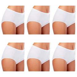 TEXEMP Unterwäsche Damen Slip Bequeme Baumwollunterhosen Mehrpack Atmungsaktive Hipster Pantys 6er Pack Weiß 44-46 L von TEXEMP