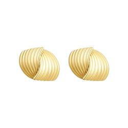 Ohrringe Gold Damen, Chunky Ohrstecker Hypoallergen, 18K Vergoldet Wellen-Ohrringe für Damen, Herren, Kinder von TEZCRT