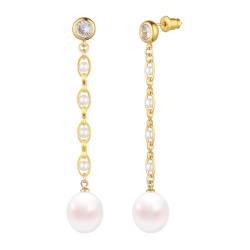 Perlen Ohrringe Silber 925 Ohrringe Perlen Hängend mit Süßwasserperlen Damen Schmuck Geschenke für Frauen von TEZCRT