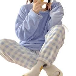 TEidea Schlafanzug Damen Winter Damen Winter Warme Pyjamas Set, Plüsch Pyjamas, Dicke Warme Wildleder Home Kleidung Set-Color5-Xxl von TEidea