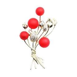 Brosche Brosche Eleganter roter kugelförmiger Blumenstrauß, Anstecknadeln und Broschen für Damenbekleidungsaccessoires von TEmkin